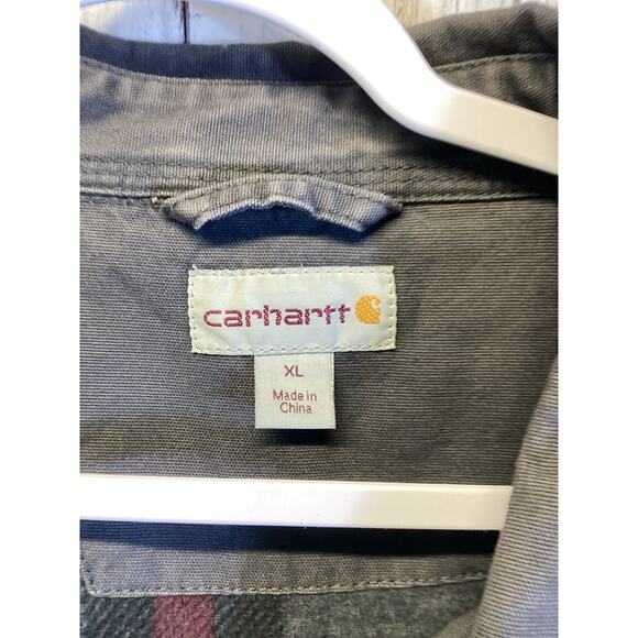 Crahartt men's Rugged Flex canvas fleece-lined shirt jacket in gray size - XL - Picture 2 of 4